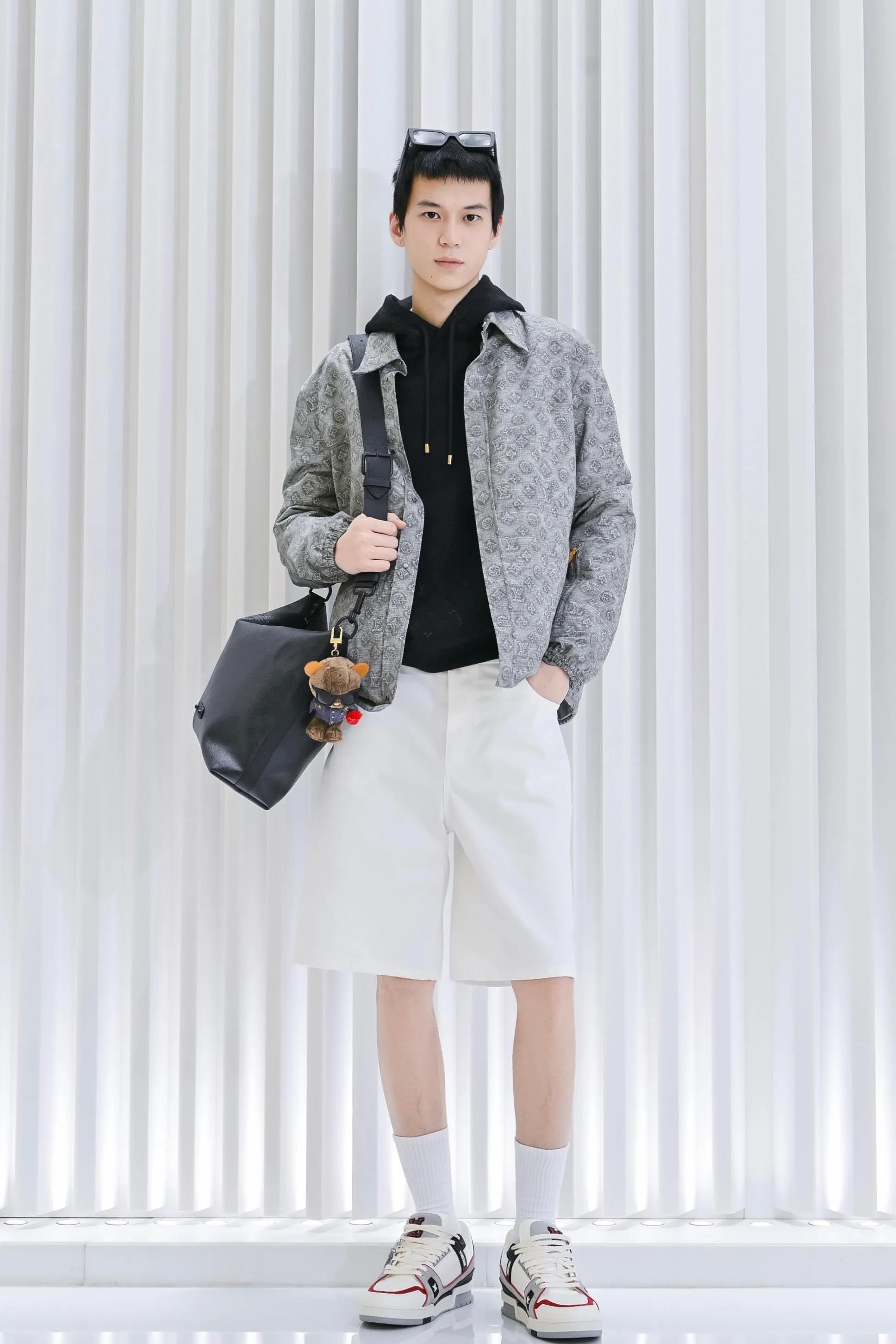 Louis Vuitton/Louis Vuitton all-over presbyopia digital print leather lapel jacket